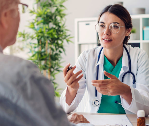 Doctor and patient are discussing at clinic