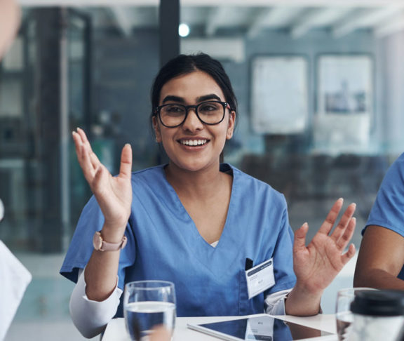 Shot of a group of nurses having a meeting