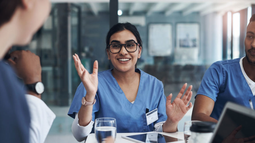 Shot of a group of nurses having a meeting