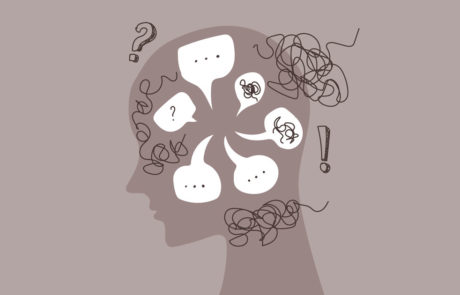 Anxiety and stress caused by thinking too much. overthinking concept