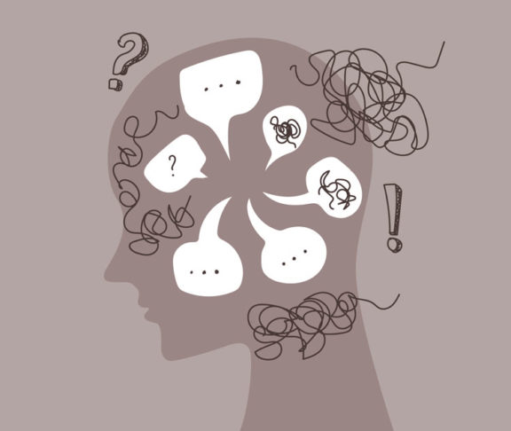 Anxiety and stress caused by thinking too much. overthinking concept
