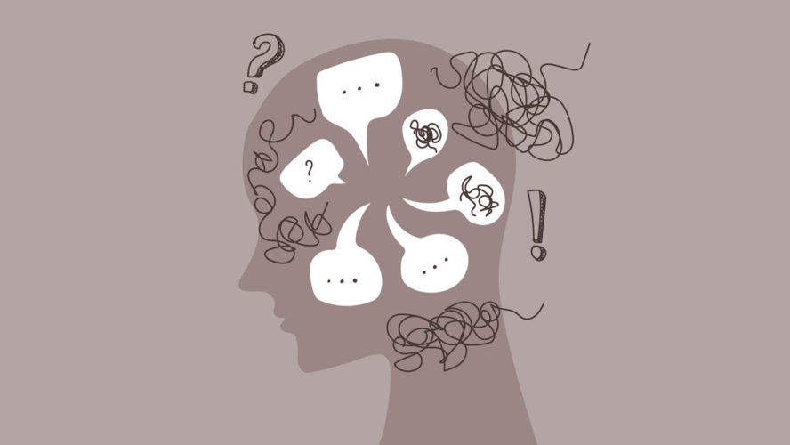 Anxiety and stress caused by thinking too much. overthinking concept