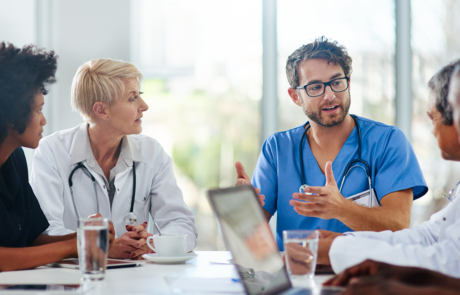 Shot of a team of doctors having a meeting in a hospital