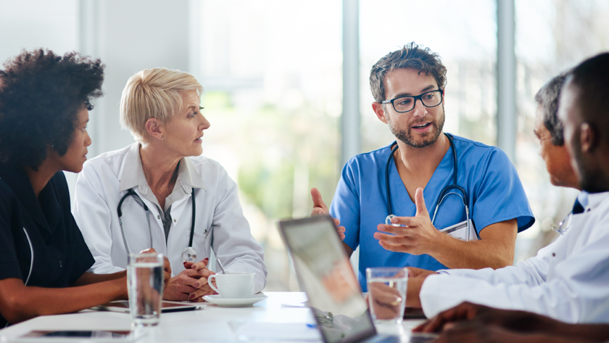 Shot of a team of doctors having a meeting in a hospital